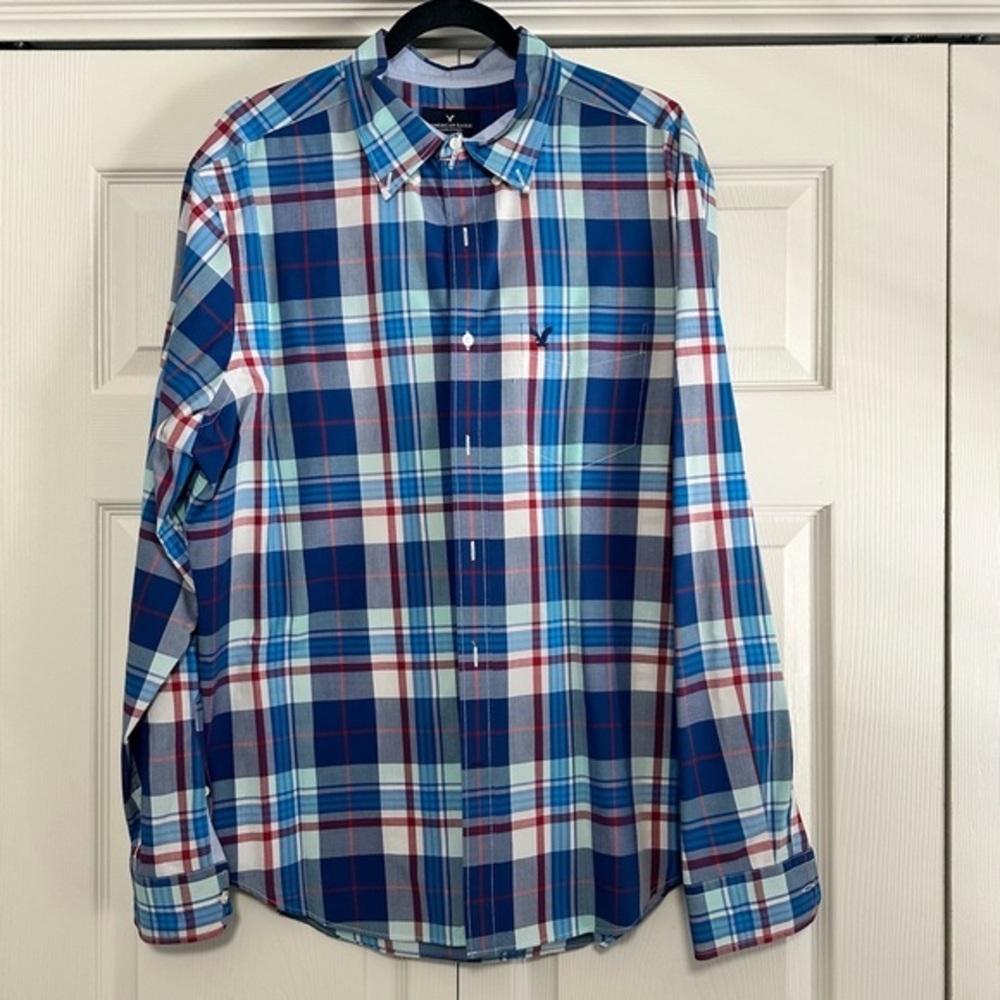 American Eagle Outfitters Casual Button Down Shirt Classic Fit Plaid Size XL EUC